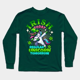 St. Patrick's Day Whimsical Unicorn - Lucky Charm Clover Tee Long Sleeve T-Shirt